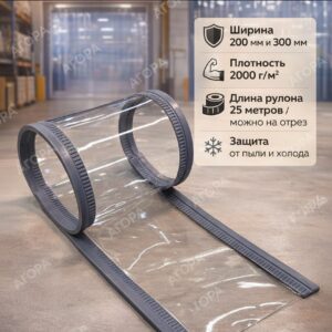 Магнитная ПВХ завеса прозрачная, 200 мм